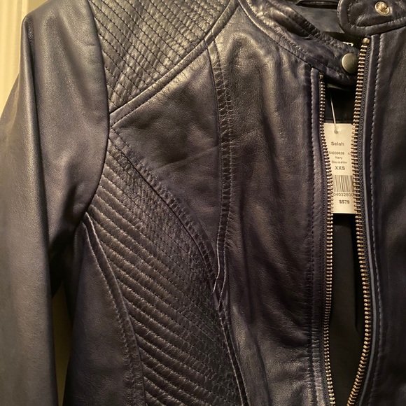 Danier Leather navy Selah jacket XXS - Picture 3 of 5